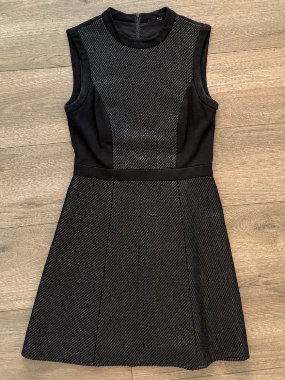 Tibi Black Textured A-Line Dress Size 4